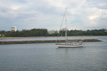 Ship getting into the sport port in Miri, Borneo, Malaysia