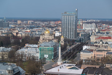 Fototapeta na wymiar Riga, die Hauptstadt Lettlands, aus der Vogelperspektive