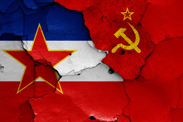 flags of Yugoslavia and Soviet Union