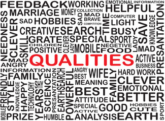 Word of quality highlighted with red color in word collection - 207434822