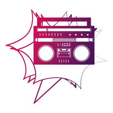 recommend clip art: boombox radio stereo cassette music retro vector illustration neon design