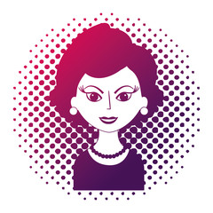beautiful woman character classic style pop art vector illustration neon design