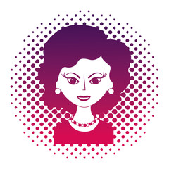 cute woman portrait retro style pop art vector illustration neon design