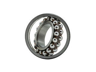 Ball bearing close up, on white background with clipping path.