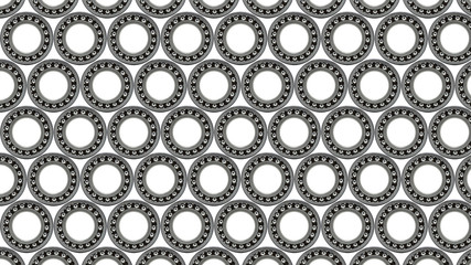 Background with small ball bearing close-up, on white background.