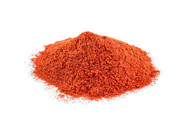 Red pepper powder isolated on white background