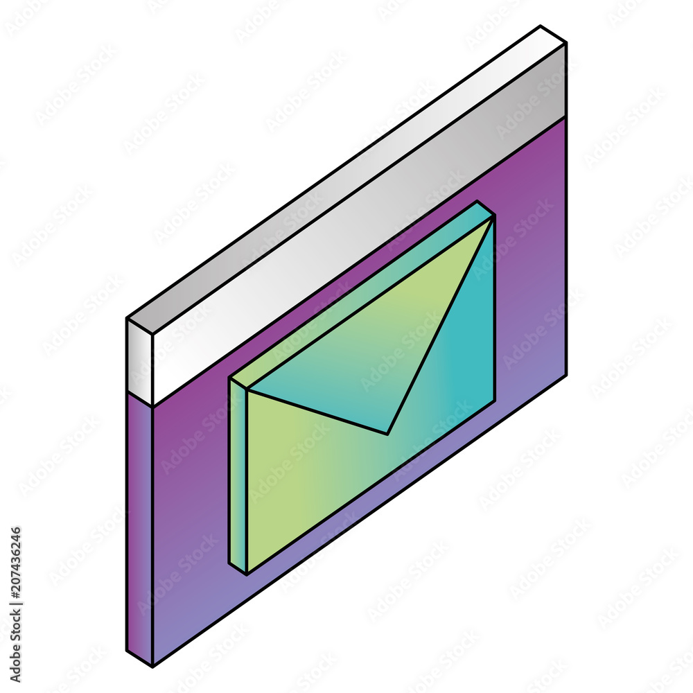 Poster webpage template with envelope isometric vector illustration design
