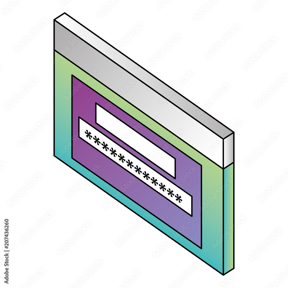Poster webpage template with password isometric vector illustration design