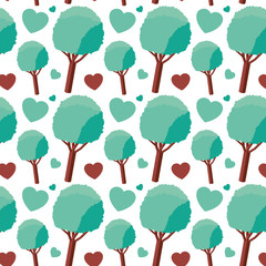 tree plant and hearts isometric pattern background vector illustration design