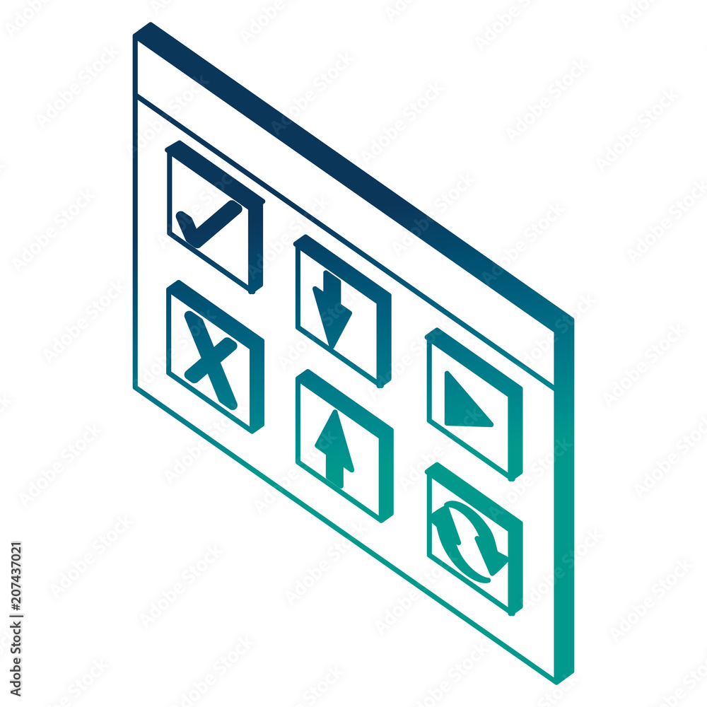 Poster webpage template with buttons menu isometric vector illustration design