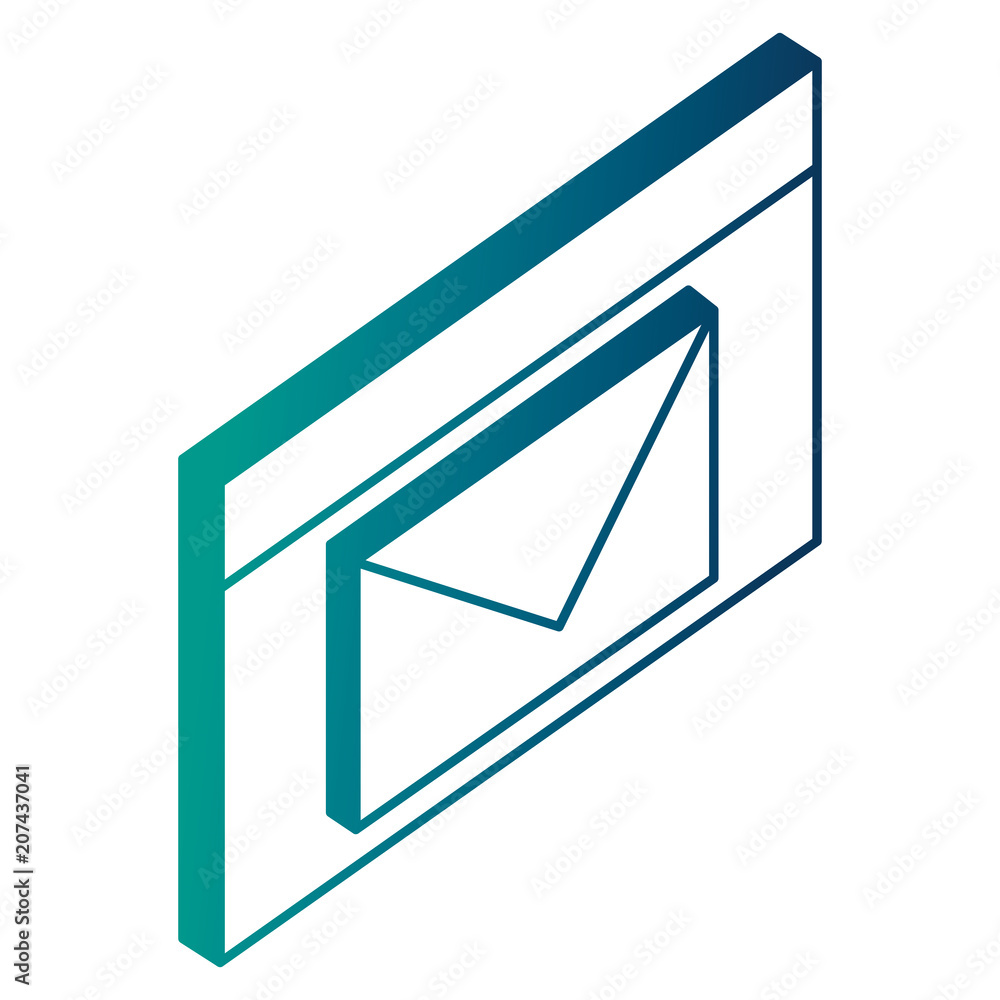 Poster webpage template with envelope isometric vector illustration design