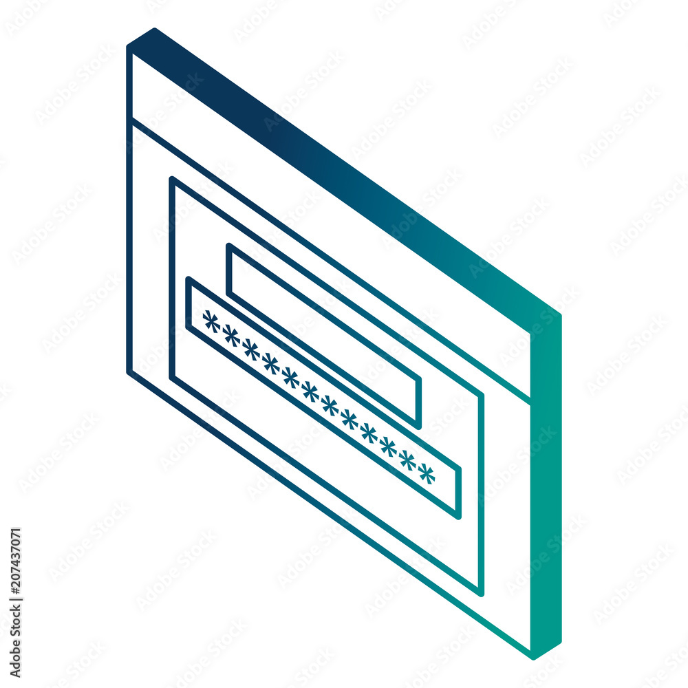 Poster webpage template with password isometric vector illustration design