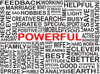 Word of powerful highlighted with red color in word collection - 207437051