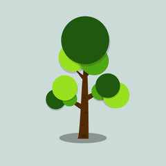 Symbols, tree icon green with beautiful leaves,Vector illustration