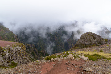 View from Pico do Arieiro. It is the third highest peak on Madeira with an altitude of 1818 metres. Madeira Island, Portugal.