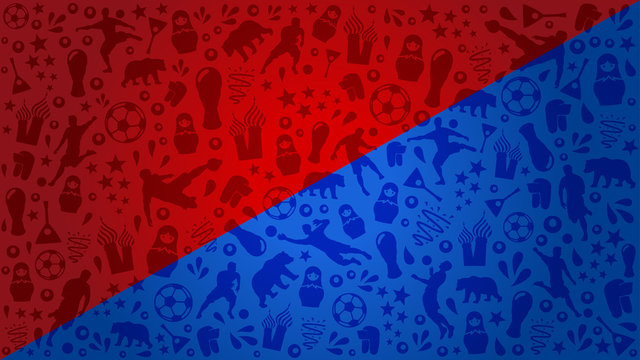Blue and red background football world soccer cup 2018 at Russia, blue red pattern