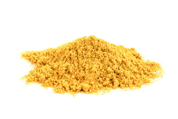 Curcuma powder isolated on white background.