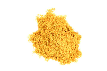 Curcuma powder isolated on white background.