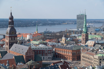 Fototapeta na wymiar Riga, die Hauptstadt Lettlands, aus der Vogelperspektive
