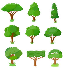 Set of decorative stylized tree