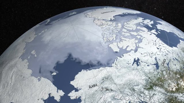 Animation of the sea ice maximum extent year 2018 . Elements of this images furnished by NASA/Goddard Space Flight Center Scientific Visualization Studio