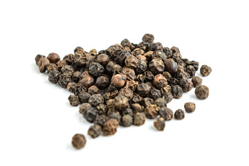 Black pepper isolated on white background.