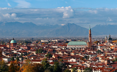 Fototapeta na wymiar Vicenza Italy panoramic view very wide angle