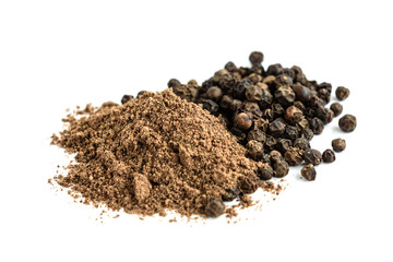 Black pepper isolated on white background.
