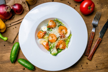 salad caesar with shrimps