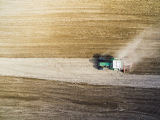 Plowing Tractor/ aerial view