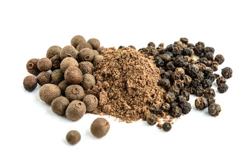 Black pepper isolated on white background.