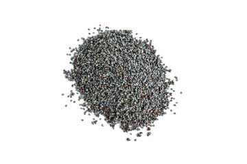 Poppy seeds isolated on white background.