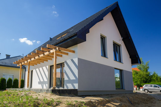 Newly Built House With A Finished Plaster And Paint