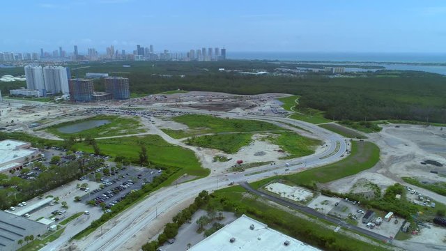 Aerial drone footage land development North Miami Florida