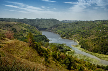 Naklejka premium The banks of the Ternav River near the village of Kitaygorod. Podillja. Kamyanets Podolsky district.
