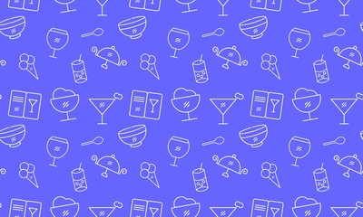 Restaurant food icon pattern seamless outline