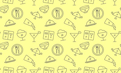 Restaurant food icon pattern seamless outline