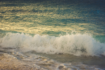 Caribbean sea surface summer wave background.