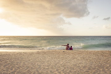 Fototapeta na wymiar Idyllic caribbean beach at sunset