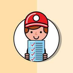 delivery man holding checklist logistic service  vector illustration  