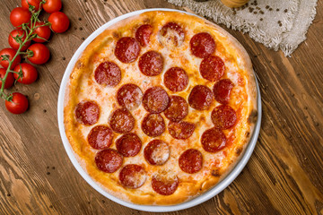 Pepperoni pizza on plate