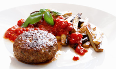 turkey meatball garnished with vegetables