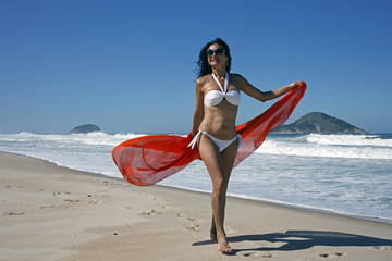Naklejka na ściany i meble Woman on the beach in Rio de Janeiro