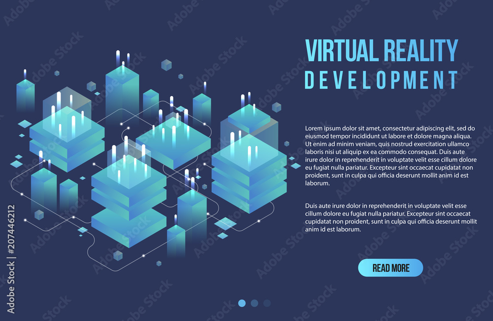 Aufkleber augmented reality concept isometric banner. flat design template for mobile app and website. virtual