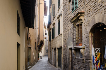 Fototapeta na wymiar A traditional thin side street in Florence, Italy