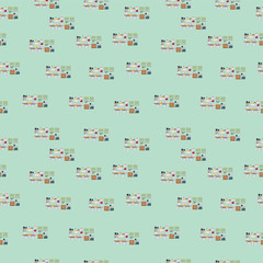 Kitchen cabinet with utensil and dishware seamless patter illustration vector