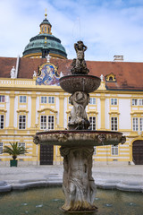 Obraz premium Melk Abbey, fountain, Austria