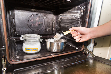 Baking soda or sodium bicarbonate are effective safe cleaning agent