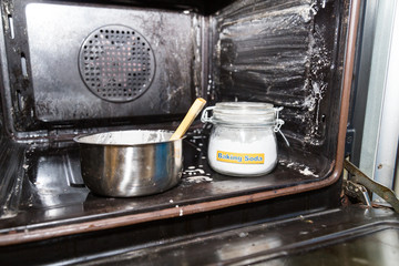 Baking soda or sodium bicarbonate are effective safe cleaning agent