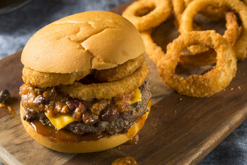 Homemade Barbecue Chili Cheeseburger